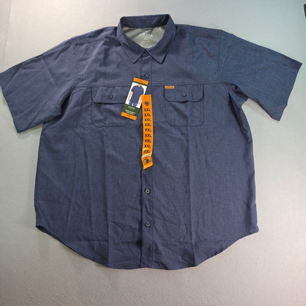 Orvis Mens XXL Navy Blue Tech Shirt NWT Short Sleeve Quick Dry UPF 30+ Fishing